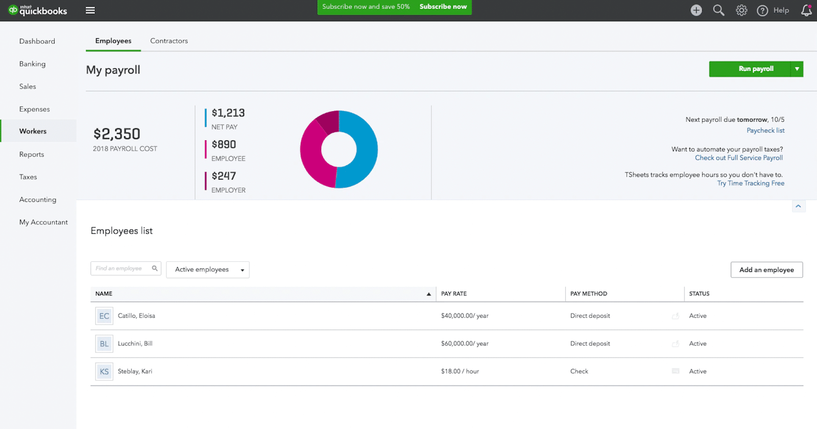accounting firm tech stack - quickbooks for payroll