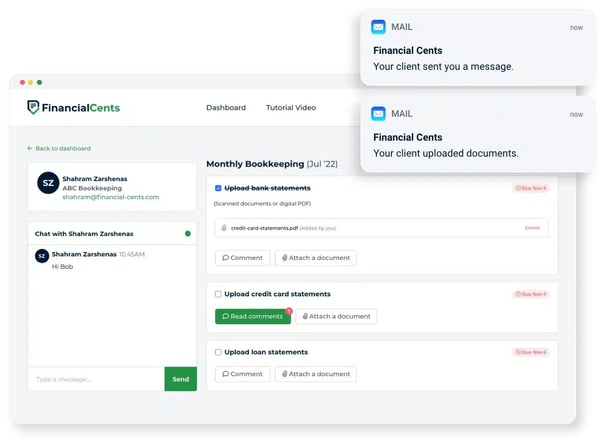 financial cents client portal overview