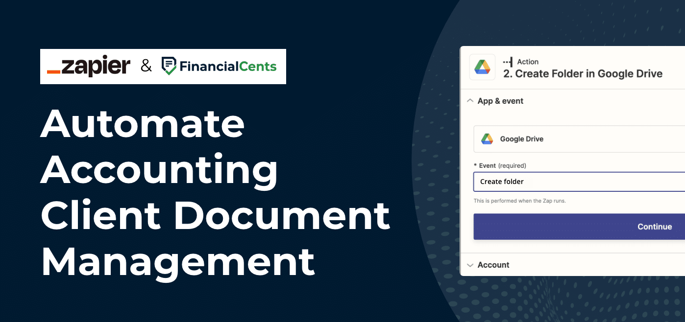 cover image for zapier and financial cents for accounting client document management