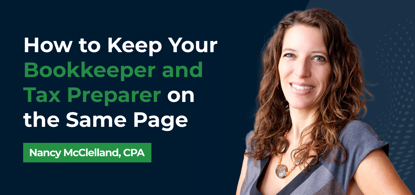 blog cover image for Workflows for Bookkeeper and Tax Preparer Collaboration w/Nancy McClelland, CPA