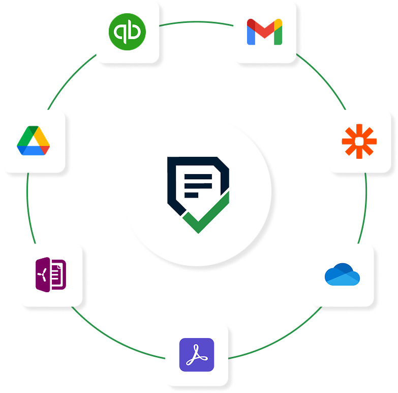 Financial Cents logo surrounded by app icons for Gmail, Drive, Zapier, and more integrations.