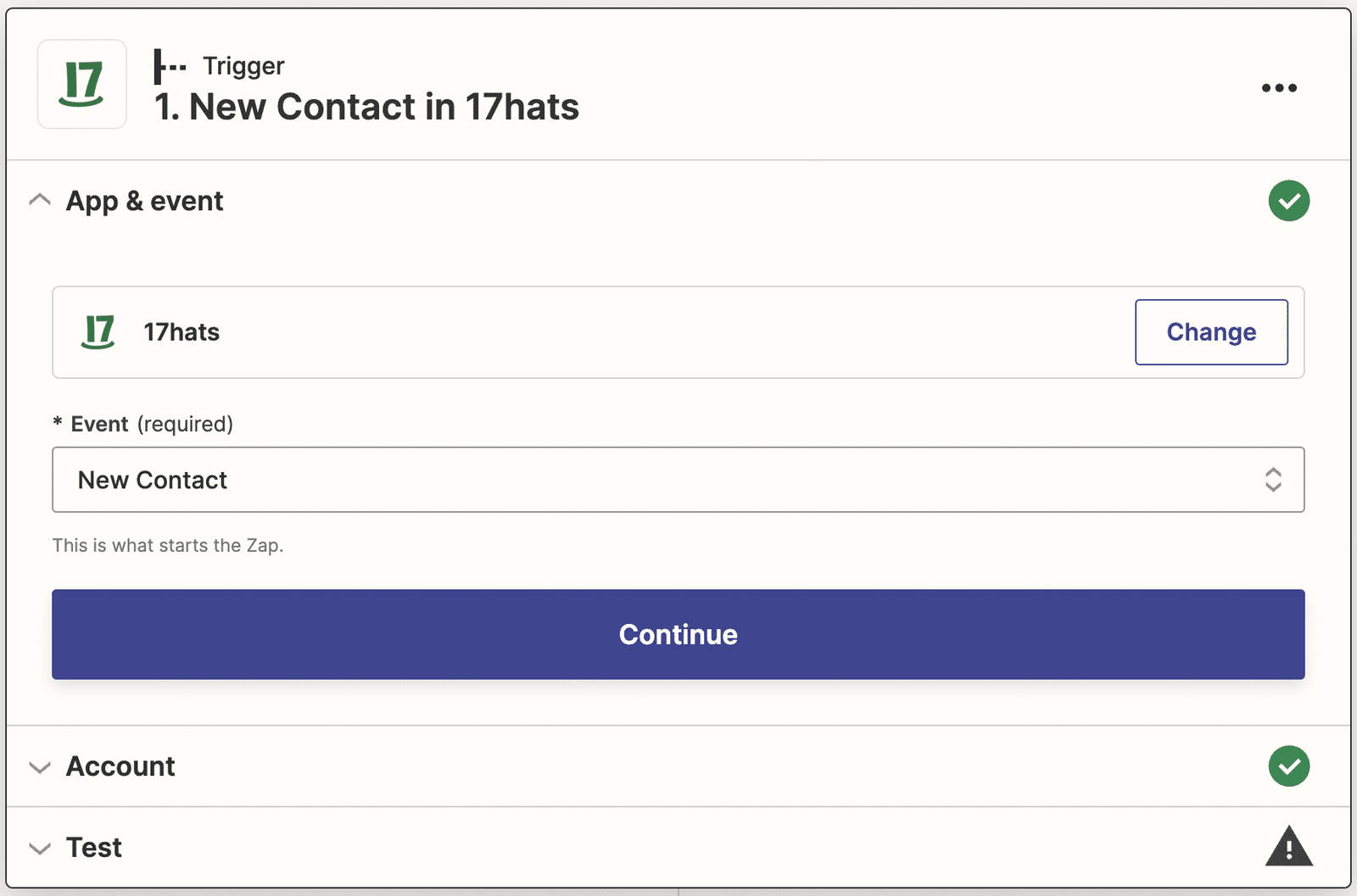 17hats zapier integration with financial cents - step 1