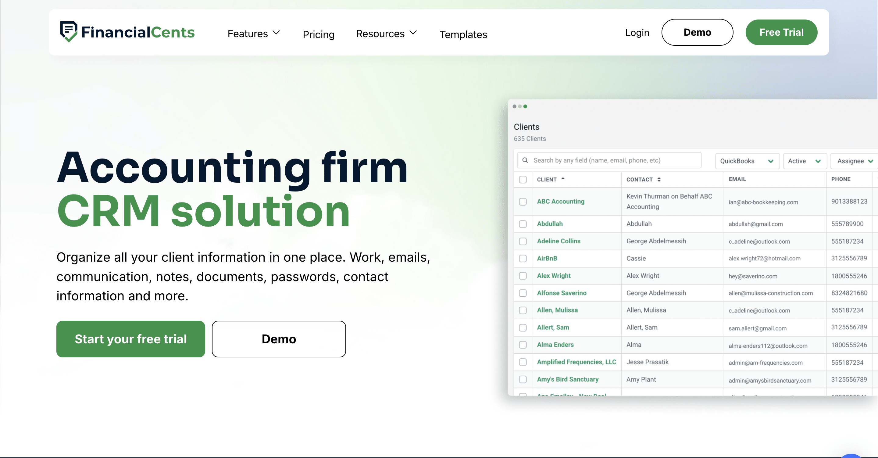 an overview of Financial Cents CRM solution