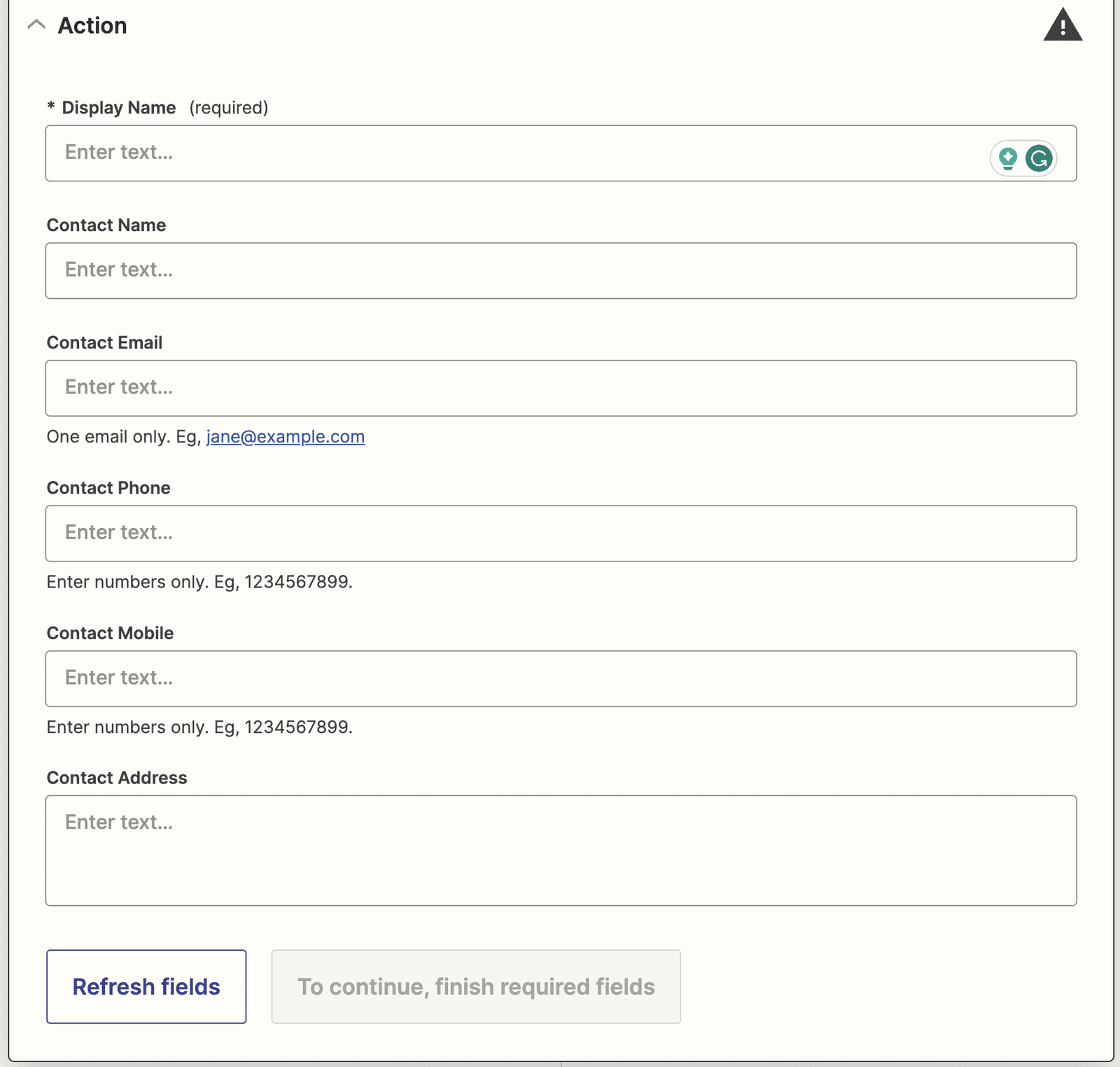 final zap step to create a client in xero from financial cents using zapier integration