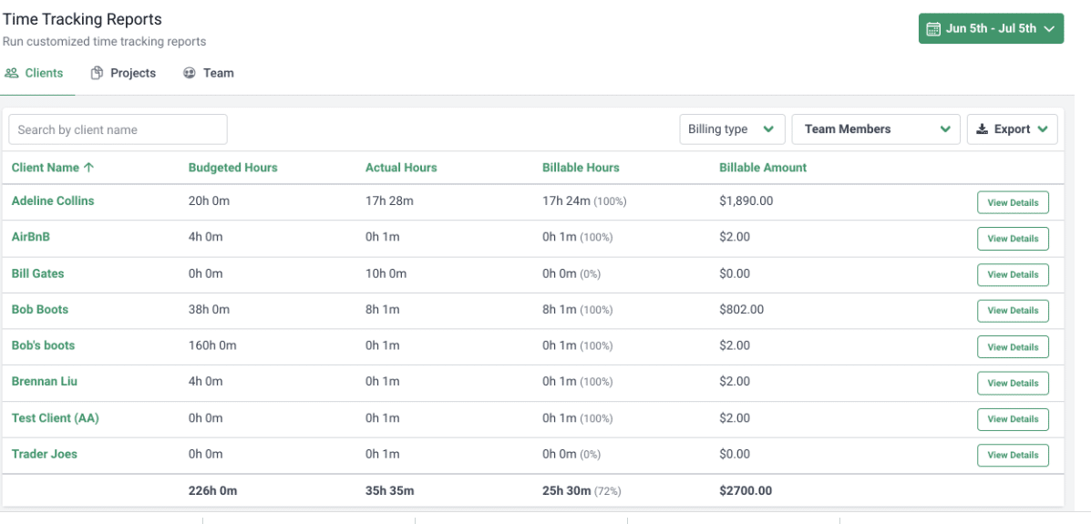 time tracking for accountants report
